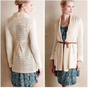 Anthropologie Angel of the North Cream Crochet Cardigan
